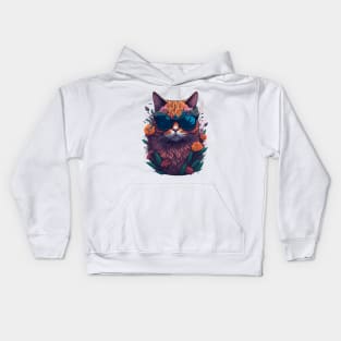 Cool cat in sunglasses Kids Hoodie